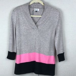 Diane Snyder Gray/Pink/Black Silk/Cashmere Sweater